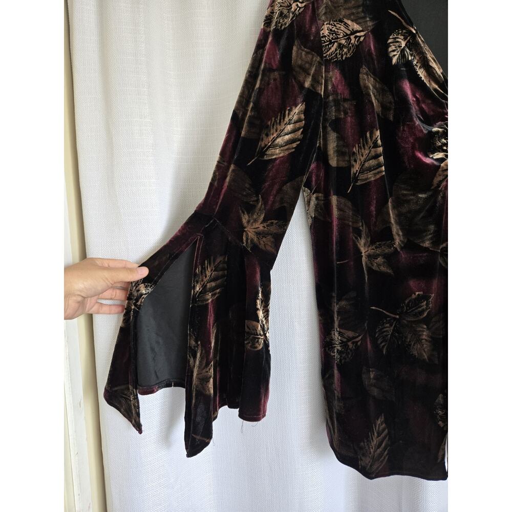 Velvet Floral Top Sz 18 Witchy Boho Gothic Whimsigoth Dark Romantic Renaissance - Picture 5 of 10
